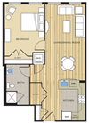1 Bed1 Bath 656sf Floor Plan 1 Bed1 Bath 656sf Floor Plan at Clayborne Apartments, Alexandria, Virginia